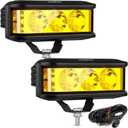 Auxbeam 5inch 68W Amber Fog Light Side Shooter LED Bar with Golden Yellow Spot Flood Combo Beam, Waterproof Offroad Fog Light for UTV ATV Jeep Wrangler Motor Truck Boat