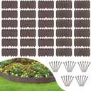 20-Pack Weaving Flower Bed Garden Edging Borders (20 FT) - No Dig Border Edgings with 8.5 Anchor Stakes & Interlocking Design-Thickened Borders for Lawns, Flower Beds & Landscaping