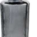 12 oz Glass Soap Dispenser with Vertical Stripe with Black Plastic Rustproof Pump, Small Refillable Soap Dispenser for Kitchen and Bathroom (Grey) (Gray)