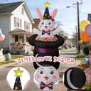 IHGYT 5 Ft Inflatable Easter Bunny in Magic Hat Yard Decoration, Cute Wizard Rabbit Popping Out of Top Hat with LED Lights, Blow Up Lawn Decor for Easter, Birthday Party, Indoor Outdoor Home Garden