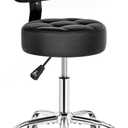 BEWISHOME Rolling Stool with Back Support, Heavy Duty Rolling Chair for Massage,Salon,Spa,Office, Height Adjustable 350lbs Weight Capacity Swivel Stool (Black) BYD11B