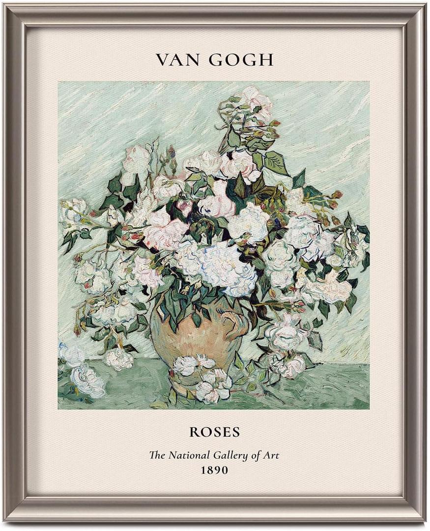 Framed Van Gogh Canvas Wall Art Decor, flower Wall Prints for Bedroom Bathroom Office, Posters for Living Room Aesthetic, Nature Painting Artwork