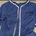 Ekouaer Zipper Robes for Women 3/4 Sleeves Lightweight House Coat Zip Up Bathrobe Soft Nightgown with Pockets (Large, Navy)