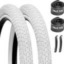 Bike Tires 16x2.125/20x2.125 2-Pack with Tubes & Levers - Compatible with Kids Bike, BMX, MTB, Mountain Bicycle - Camo Design, Thick Rubber, Puncture Protection, Replacement Tires & Inner Tubes (WHITE)