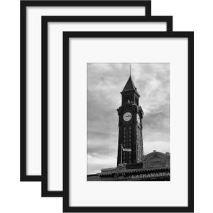 Wiscet A2 Picture Frame Set of 3, Display Pictures 11.7x16.5 with Mat or 16.5x23.4 Poster Frame without Mat, Wall Gallery Photo Frames, Black