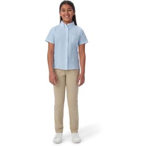 French Toast Girls' Fitted Short Sleeve Wrinkle-Resistant Blouse (16, Light Blue)