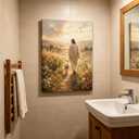 Christian Jesus Canvas Wall Art Framed Pastoral Lamb Home Decor 16x24 Inch