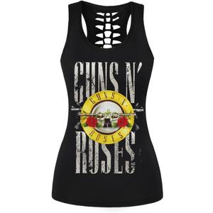 Womens Cut Out Skull Print Workout Yoga Tank Tops Sleeveless Summer T Shirt Vest (Black, S)