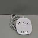 Flat Plug Power Strip, 6ft Ultra Flat Extension Cord - 3 Outlets 4 USB Ports (2 USB C) 22.5W/4.5A Desktop Charging Station, Power Strip No Surge Protection for Cruise Ship, Dorm Room Travel Essentials (White)