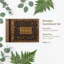 Wedding Guest Book - Wood Cover Scrapbook Rustic Guest Book 30 White Pages 6.9”×10” Guestbook for Wedding Reception, Travel Wedding, Birthday, Baby Shower, Bridal Shower