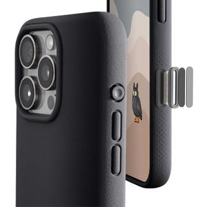 TineeOwl for iPhone 16 Pro Max Magnetic Case, [Covered Camera Control Button], Compatible with MagSafe, TPU, Minimalist, Slim/Thin, Grippy - Dune Series (Almost Black, iPhone 16 Pro Max)