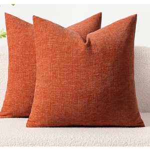 MIULEE Pack of 2 Couch Throw Pillow Covers 16x16 Inch Soft Aqua Green Chenille Pillow Covers for Sofa Living Room Spring Home Decor Couch Solid Dyed Cases, Rust