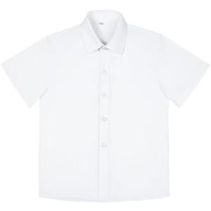 Visaccy Boys Short Sleeve Dress Shirts Button Down Solid Cotton Casual Shirt Size 14 Year