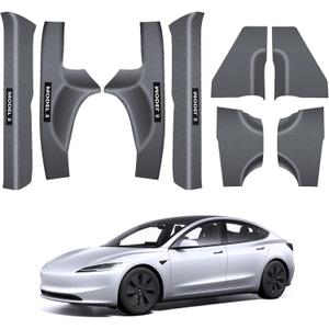 Tesla Model 3 Highland Door Sill Protector Guards Door Entry Guard 8PCS Anti-Kick Full Protect Carbon Fiber Door Sill Front and Rear Door Entry Guard for New Model 3 Accessories 2024 2025