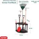 Keter Compact Corner Tool Rack for Maximum Storage and Organization - Easy to Assemble and Organize 25 Long-Handled Garden Tools, Rakes, Brooms, Shovels and Accessories