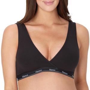 Hanes Women's Maternity Nursing Bra, Lounge Nursing Bralette, Moisture-Wicking, Odor Protection (Black, XXL)