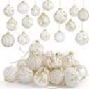 Liliful 24 Pcs White Glass Christmas Ball Ornaments 2.36 Inch Glass Christmas Tree Decorations Xmas Tree Hanging Balls Ornaments Decoration for Trees Xmas Holiday Party Decor Gift