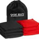 SPORT BEATS Cornhole Bags Set of 8 Regulation Weight & Size Corn Hole Bags Bean Bags for Cornhole Game Includes Carry Case (Red & Black)