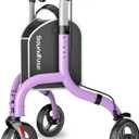 SOUNDFUSE 3 Wheel Walkers for Seniors, Lightweight Foldable Aluminum Rollator Walker, Height Adjustable Three Wheel Walker, Purple