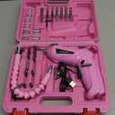 Pink Cordless Screwdriver Set with Rechargeable Battery and Charger, Rotating Handle, LED Light, 47PCS Drill/Driver Accessories, Lightweight and Portable Electric Screwdriver for Women