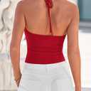 KIRUNDO Halter Tops for Women Crop Tank Going Out Tops Y2k Trendy Camisole Workout Sleeveless Backless Summer Clothes 2026 (Red, XS)