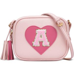 KKXIU Birthday Gifts for Girls Initial Toddler Purse Cute Kids Crossbody Bag (Pink)