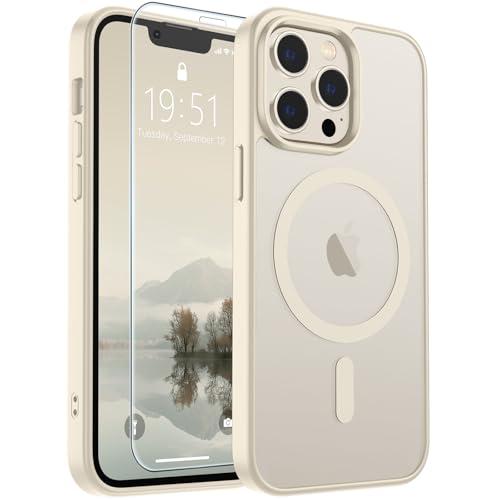 SUPFINE Magnetic for iPhone 12 Pro Max Case (Compatible with MagSafe) (Military Grade Drop Protection) Slim Translucent Matte Shockproof with Anti-Fingerprint Phone Case, Antique White