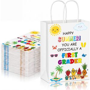 Crtiin 24 Pcs End of Year Gifts Bags for First Grader, Summer Party Favor Bags Bulk with Handles, Last Day of School Goodies Bag, Class Present Bag for School's Out Classroom Favor Student Classmate