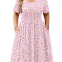 IN'VOLAND Plus Size Summer Dress for Womens Short Sleeve Casual Dresses A-Line Flowy Knee Length T-Shirt Dress with Pockets XL