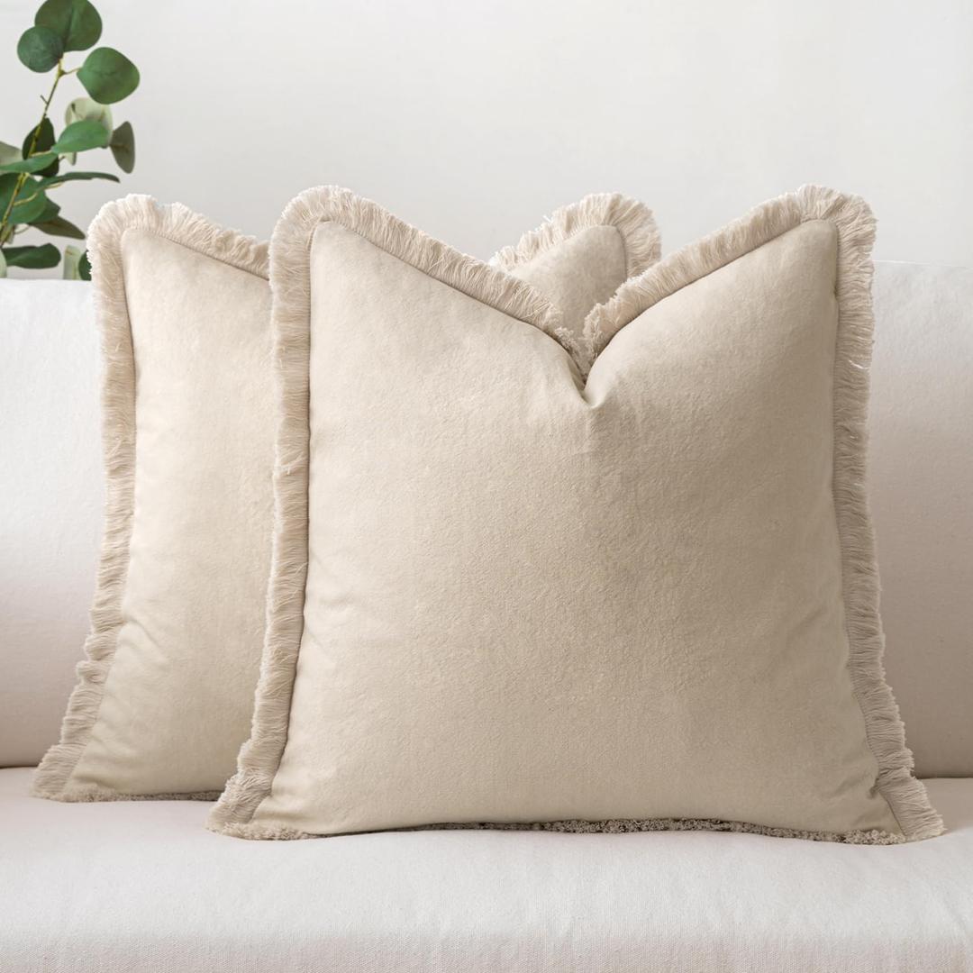 MIULEE Throw Pillow Covers Boho Farmhouse 24x24 Set of 2 Decorative Beige Eruo Sham Couch with Fringe Chic Cotton Pillowcases Home Decor Accents for Cushion Soft Bed Living Room MIULEE Throw Pillow Covers Boho Farmhouse 24x24 Set of 2 Decorative Beige Eruo Sham Couch with Fringe Chic Cotton Pillowcases Home Decor Accents for Cushion Soft Bed Living Room