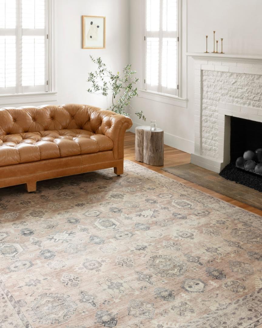 Loloi Hathaway Collection HTH-03 Java/Multi 9'-0" x 12'-0", .25" Thick Area Rug, Soft, Durable, Printed, Modern, Low Pile, Non-Shedding, Easy Clean, Living Room Rug