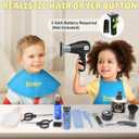 Barber Shop Pretend Play Toy, Kids Hair Salon Toys, Kids Shaving Kit for Boys Ages 3+ with Blow Dryer, Electric Shaver Toys, Tool Bag and Stylist Shave Barber Accessories for Role Play (Black), Child-size