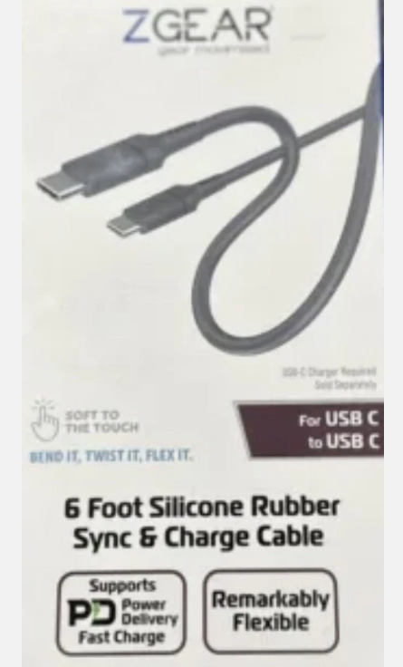 ZGear - Silicone Rubber Sync & Charge Cable - USB-C to USB-C - 6 Foot
