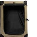 Amazon Basics Portable Folding Soft Dog Crate, 2-Door, Collapsible Travel Kennel, Top & Front Loading, Small 26" x 18" x 18", Tan