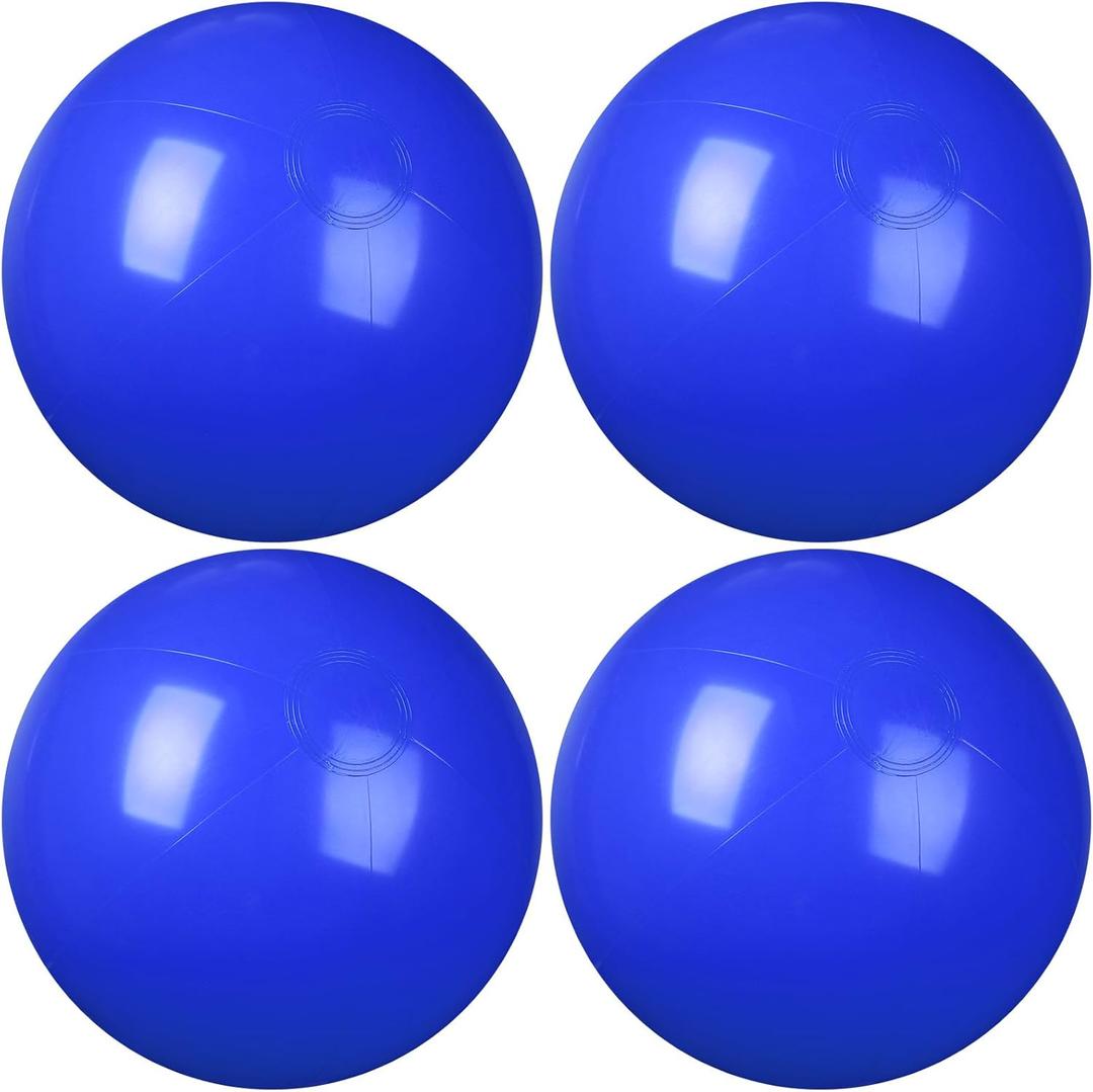 4 Pcs Inflatable Beach Ball 20 inch Swimming Pool Balls Summer (Blue)