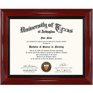 GMFrames Solid Wood Diploma Degree Frame for 8.5x11 Certificates,Cherry Finish with Intricate Black Rope Detail,UV Protection Acrylic