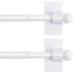 H.VERSAILTEX 2 Pack Magnetic Curtain Rods for Metal Doors, 16 to 28 Inch, 1/2 Inch Diameter, Multi-Use Adjustable Appliances for French Doors Magnetic Cafe Curtain Rod(White)