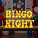 Honoson 10 Pcs Bingo Night Decorations Lights up Sign 6.42 Inch Bingo Theme LED Neon Sign Marquee Lights Supplies for Family Game Night Birthday Party Decor