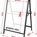 Pionites Heavy Duty Slide-in Folding A Frame Sign Sidewalk Sign 24x 36 Inch Steel Metal Double-Side Pavement sign Corrugated Plastic Poster (1, Black, 24''X36''(Frame Only))