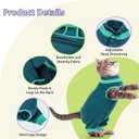 BRKURLEG Cat Recovery Suit with Hind Legs, Breathable Post Spay Onesie for Female Cats & Kittens, Anti-Licking Abdominal & Hind Leg Wound Protector, Cone Alternative, Green L