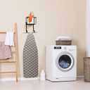ORLESS Ironing Board Hanger Metal Wall Mount Iron and Ironing Board Holder, Laundry Room Decor and Storage with Large Storage Black Wooden Base Basket