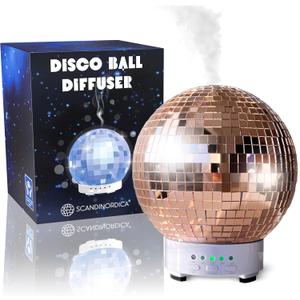 Disco Ball Diffuser Rotating - Aroma Diffuser Essential Oils, Cute Room Diffuser, Disco Ball Party Decorations, Disco Ball Decorations, Disco Ball Light | Fragrance Diffuser for Medium Room Rose Gold (100 ML)