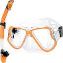 Greatever Dry Snorkel Set,Panoramic Wide View,Anti-Fog Scuba Diving Mask,Professional Snorkeling Gear (Adults)