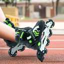 Inline Skates for Kids 4 Size Adjustable Light-Up Wheels Aluminum Frame Black Rose Red Blade Skate for Boys and Girls S, M, L Sizes, Ages 5-8, 6-12, for Beginners Indoors and Outdoors