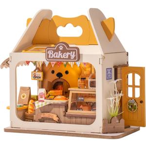 DIY Mini House Building Teddy Miniature Kit Breadbox, Miniverse Lifestyle Bookshelf Decoration, Cute Craft Kits for Women or Girls 14+, Kawaii Gifts Hobbies for Crafters (Teddy's Breadbox)