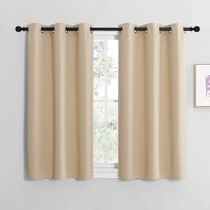 NICETOWN Room Darkening Curtain Panels for Cafe, Biscotti Beige, 2 Panels, W34 x L36 inch, Thermal Insulated Grommet Room Darkening Draperies/Drapes for Window