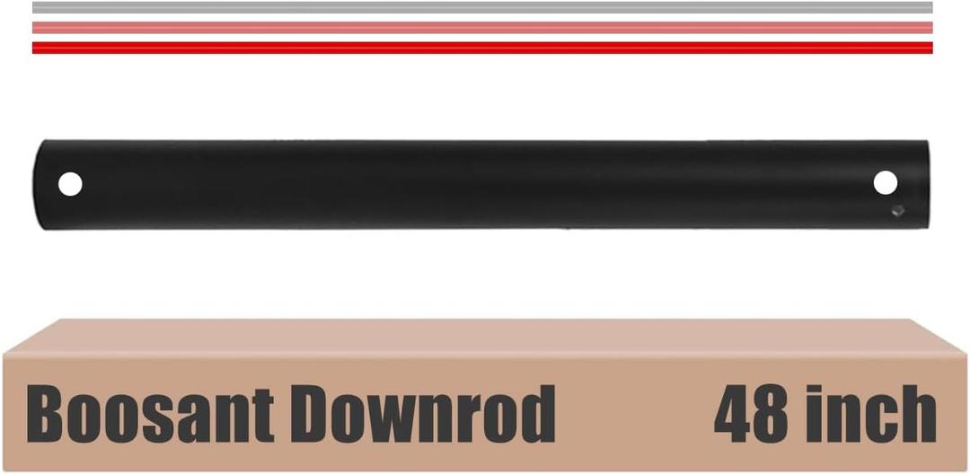 48 INCH Ceiling Fan Downrod With Extended Wires,1 inch Outside Diameter, Extension Rod Only Ceiling Fans Compatible, Not Threaded(Black)