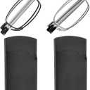 Success Eyewear Reading Glasses 2 Pair Black and Gunmetal Readers Compact Folding Unisex Glasses for Reading Case Included