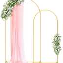 Pureegg Metal Arch Backdrop Stand Set - Set of 2 (7.2ft/6.0ft), Gold Wedding Stand with Stable Base, Elegant Backdrop Cover for Party, Birthday, Baby Shower, Graduation, Easy to Assemble