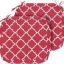 Magpie Fabrics Indoor Outdoor Cushion Cover Replacement 2 Pack, NO INSERT! Water Repellent Slipcover with Ties Christmas Decor for Patio Garden Chair Seat Sofa Bench Wicker(Geometry Red, 20x18x4 Inch)